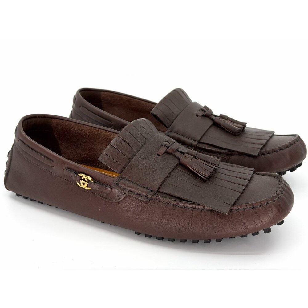 Gucci Shoes Mens Driver Interlocking G Logo Leather Moccasins Italy US Size 12 - Picture 8 of 16